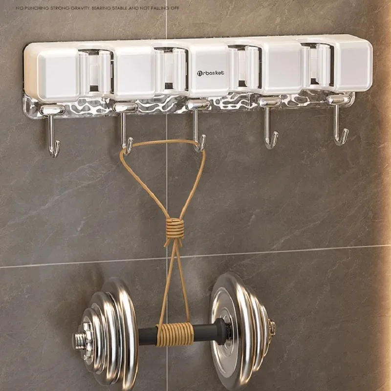 Bathroom Mop Broom Holder Wall Hook No Drilling Self-Adhesive Wall Mounted Mop Holders Multifunction Organizer Shower Holder