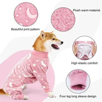 Soft Dog Pajama 4 Legged Warm Fleece Stretchable Dog Pajamas Onesie Pet Pjs Full Body Cover Dog Jumpsuit Clothing 3