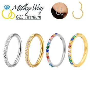 Classical G23 Titanium Earrings Surgical Grade Nose Rings 5A Zircon Jewelry Sexy Daith PIERCE Lip Hoops Ear Helix Body Piercing