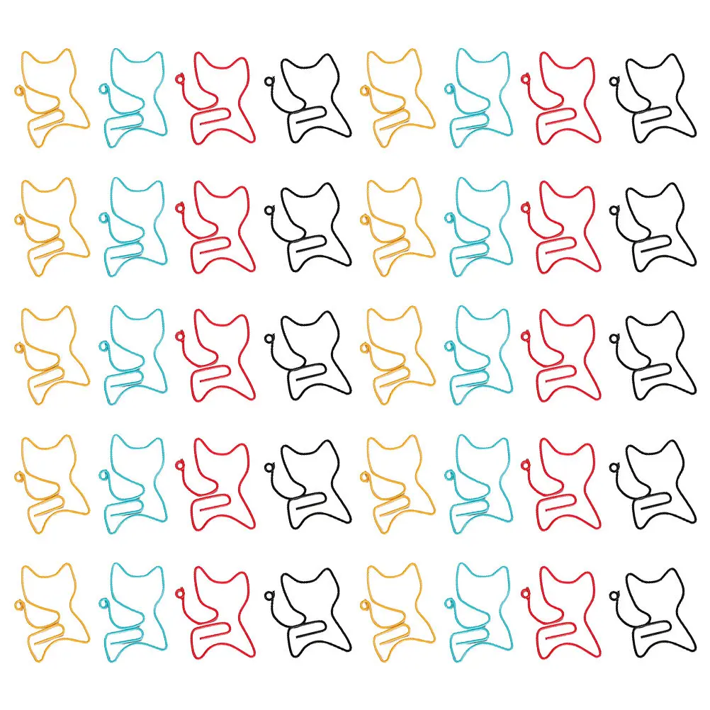 50Pcs 고양이 모양 종이 클립 노트 달력 스크랩북 메모장 스티커 노트 사무실 학교용 프리미엄 금속 북마크 클립