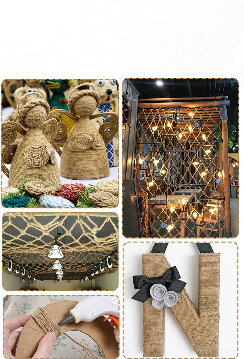 Jute rope 5-26mm Natural Jute Bow Vintage Hemp Burlap Crafts DIY Fabric Gift Wrap Sewing Party Wedding Christmas Decortion