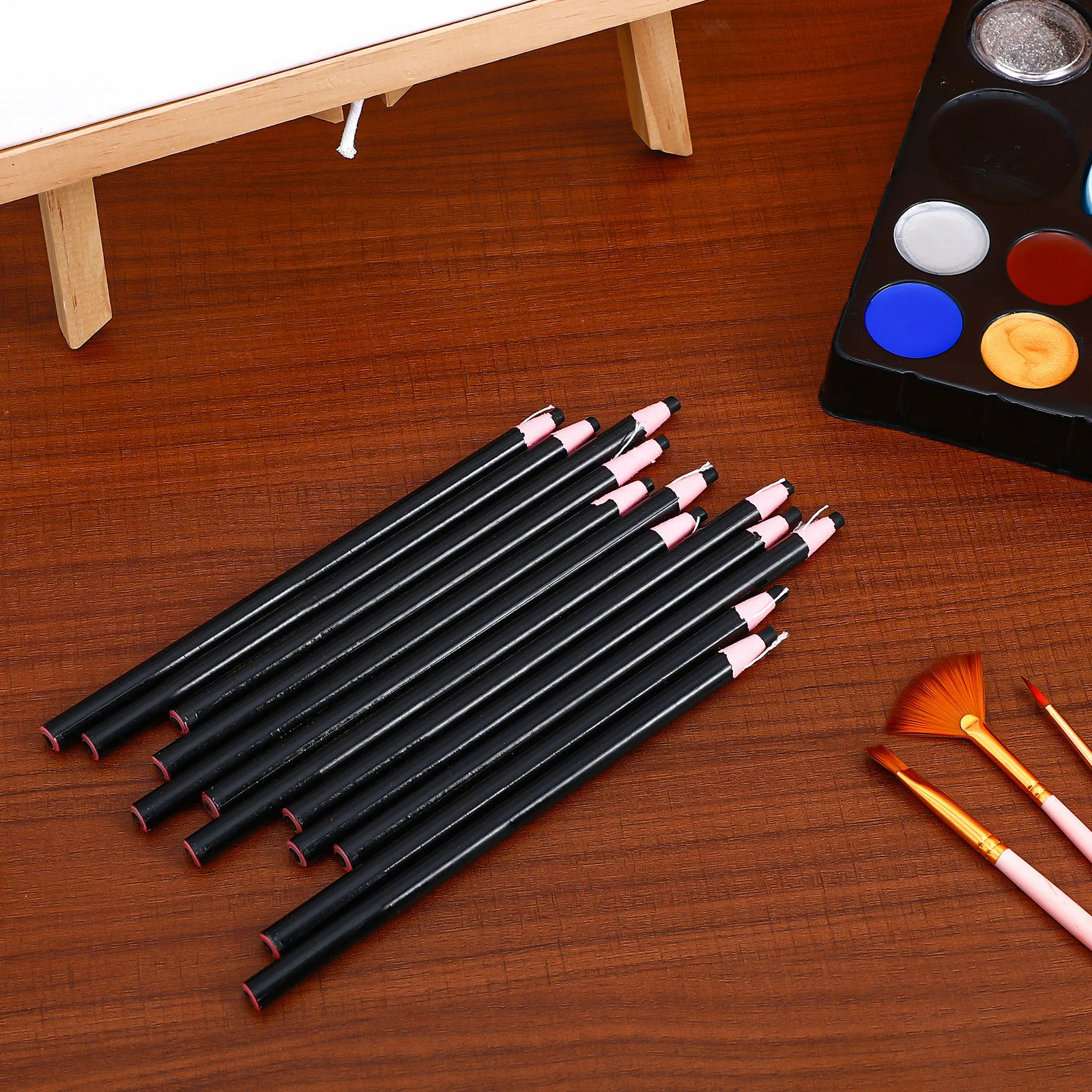 12 조각 검은 색 크레용 마커 펜 샤프닝 프리 스레드 기계 바느질 도구 다목적 왁스 필기구 교육용