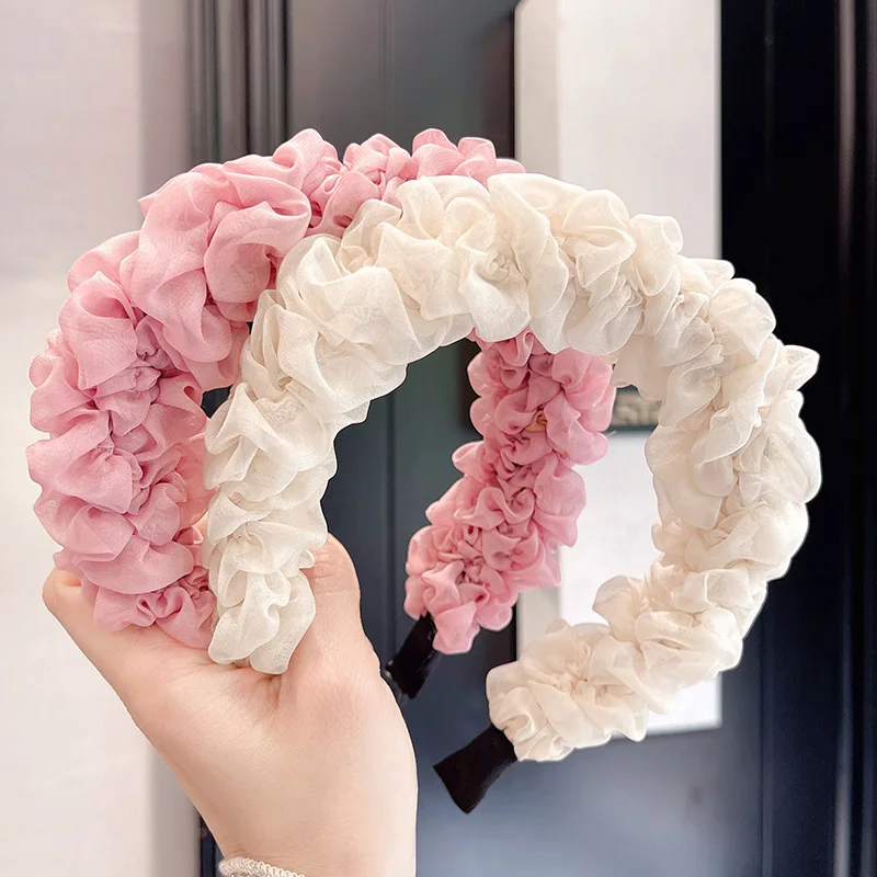 

Korean Style Sweet Fresh Princess Wind Net Silk Yarn Pleated Fluffy High Skull Top Fairy Headband