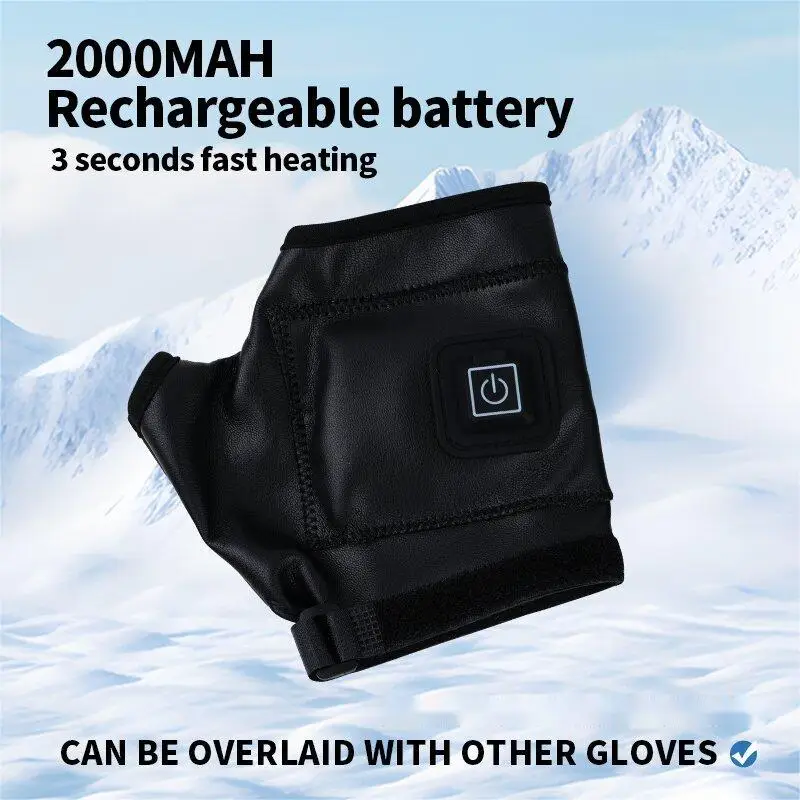 Unisex Winter Leather Gloves Warm for Driving Cycling Windproof Waterproof Heated Motorcycle Battery Ch