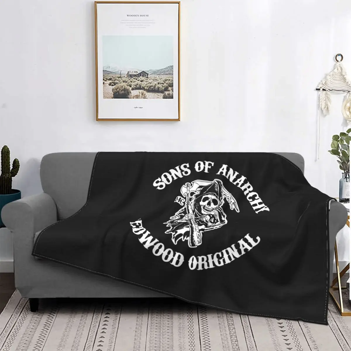 SOA Sons Of Anarchy Blanket Death Fear Reape Flannel Funny Breathable Throw Blankets for Home