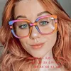 Oversize Square Frame Clear Lens Glasses Colorful Leopard Myopia Nerd Spectacles Degree -0.5 -1.0 -2.0 -3.0 -4.0 to -6.0 2