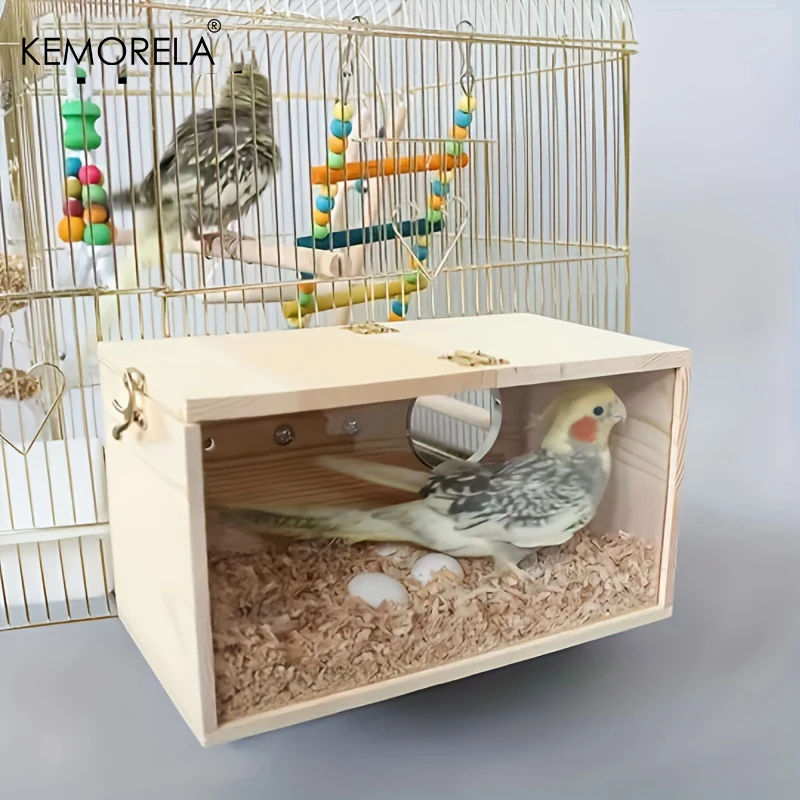 KEMORELA Wood Bird House Nest Birds Breeding Box Bird Parrot Breeding Decorative Cages Pet Accessories Home Balcony Decoration