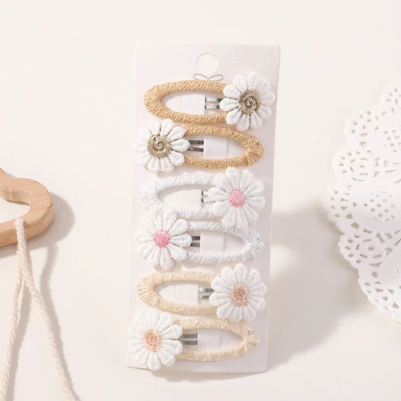 6 Teile/satz Gänseblümchen Blume Haar Clips Haarnadeln für Kinder Handgemachte Baby Mädchen Weiße Prinzessin Hairgripes Kopfschmuck Haar Zubehör Geschenk – Detail 7