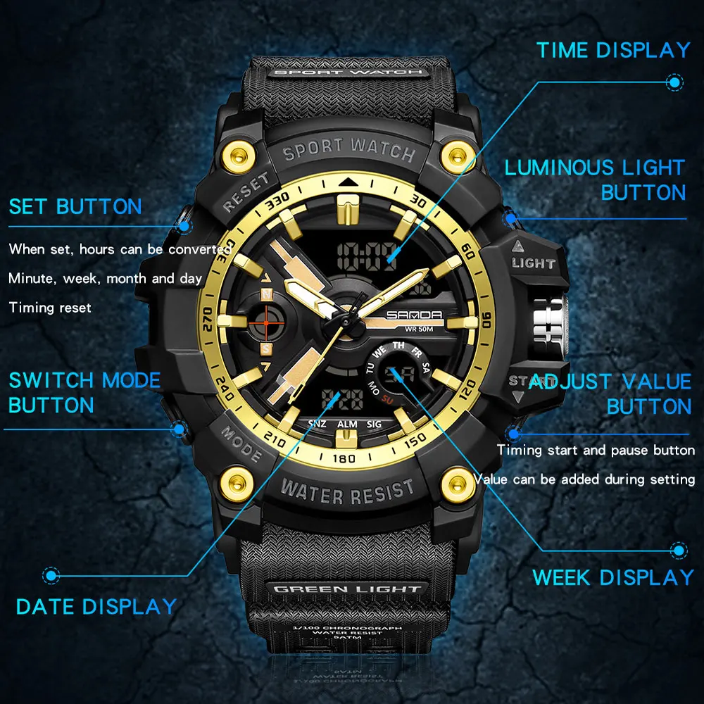 Rugged Waterproof Sport Wristwatch