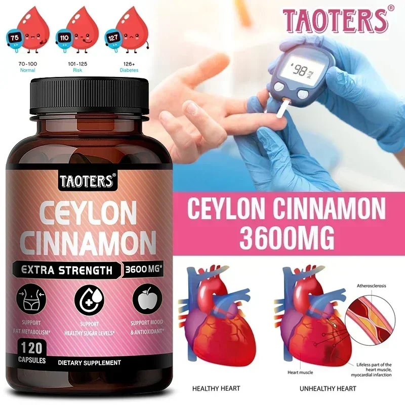 

Taoters Ceylon Cinnamon Capsules - Ginger Root & Curcumin Combined - 3600 Mg - Natural Metabolism, Good Mood & Antioxidants