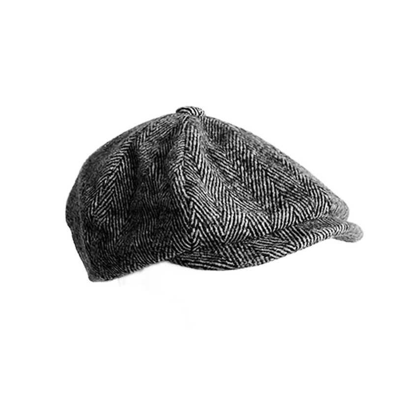 Men Retro Beret Mafia Movie Cosplay Wool Blend Vintage Herringbone Tweed Men Casual Newsboy Hat Flat Cap
