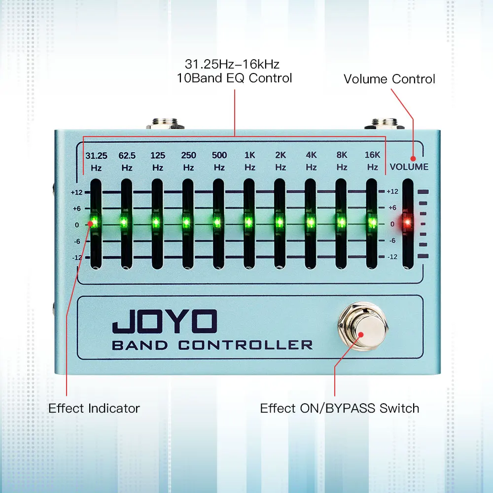 R-12 BAND CONTROLLER 10 Band EQ Guitar Pedal Support ±12dB Boost Ranges from 31.