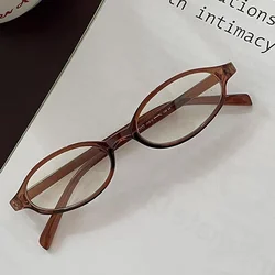 Women's Retro Oval Blue Light Blocking Eyeglasses - Small Frame Optical Spectacles (Khaki)