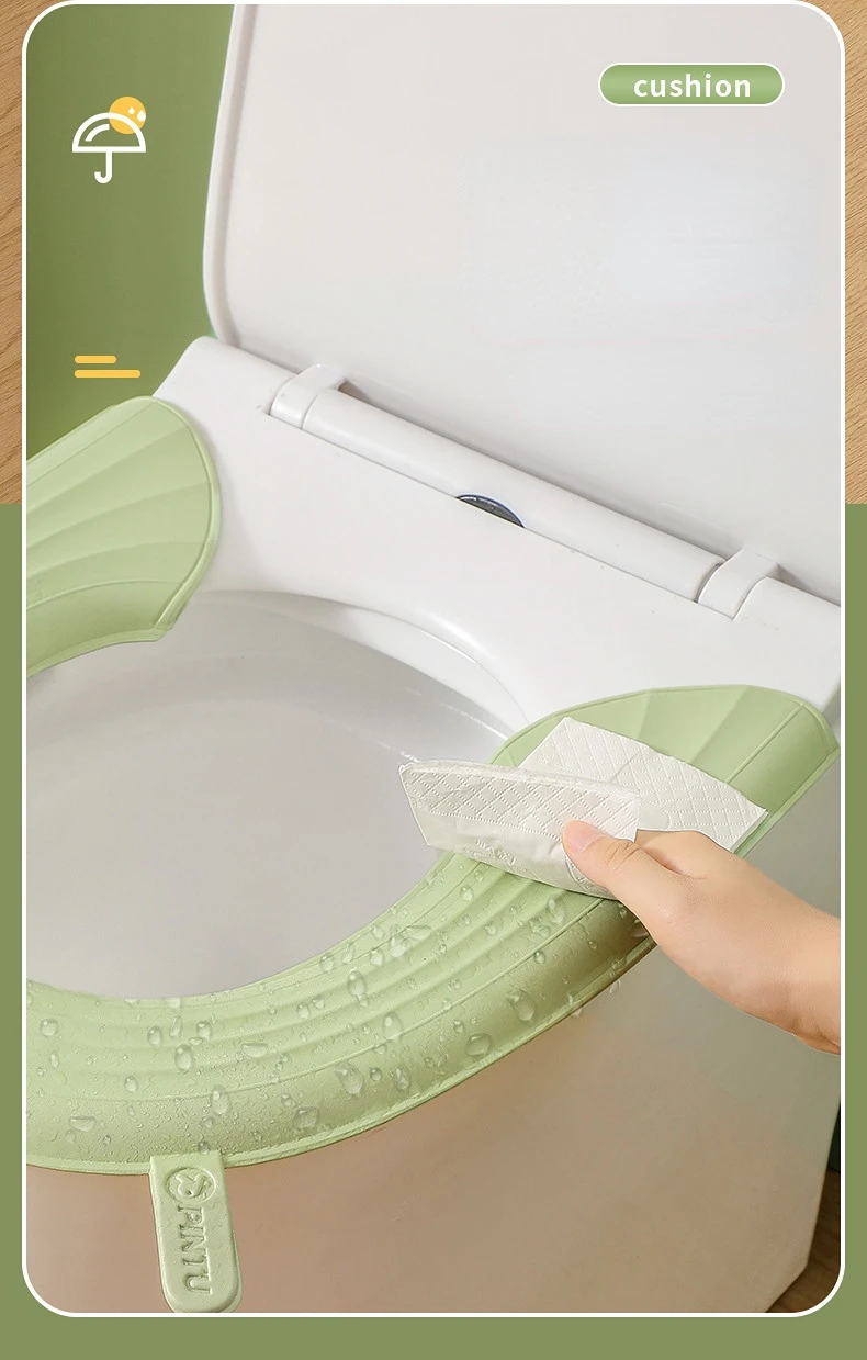 Lot De 2 Housses De Siège WC En Mousse EVA – Forme O Et U, Lavables, Imperméables, Vert Pastel | Coussin Toilette Confortable Pour Hiver
