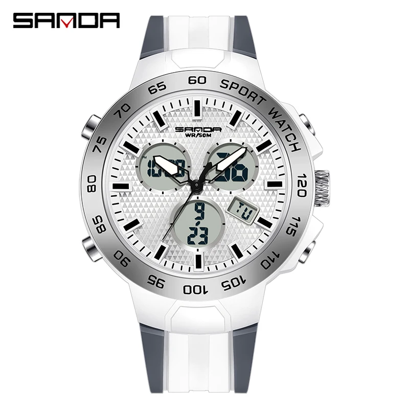 SANDA Mens Sports Quartz Watches Men LED Digital 5ATM Waterproof Sports Military Watch For Men Dual Display Wrist Luminous Reloj mibro watch x1 v5 0 bluetooth smartwatch 1 3 inch amoled screen 38 sports modes heart rate blood oxygen sleep monitoring 5atm water resistant 350mah battery 60 days long standby time multi language black