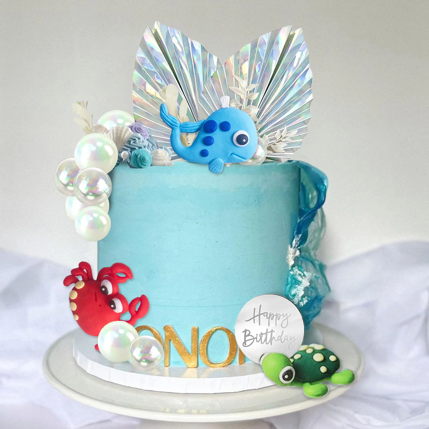 手作りの牛の置物収集品ギフト教育玩具ケーキトッパー クジラのカメと