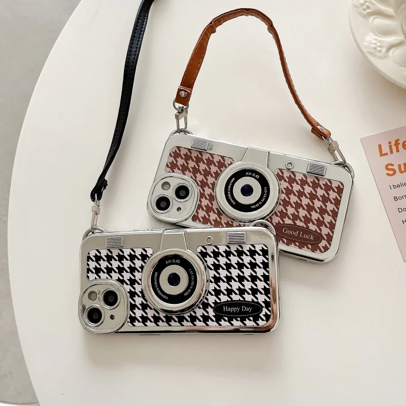 

Fran-13F Расширенный Гальванизированный чехол для телефона с камерой для iPhone 14Pro MAX с портативной веревкой для 11 12 13 14, чехол для телефона с защитой от щетки