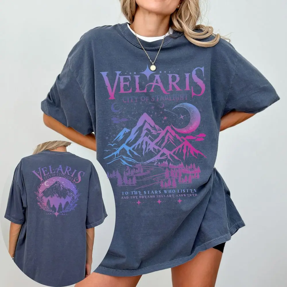 Women Short Sleeve tShirt Velaris Shirt ACOTAR Comfort City Double side Bookish Print Top Tee Women High Street Casual Loose Top 5