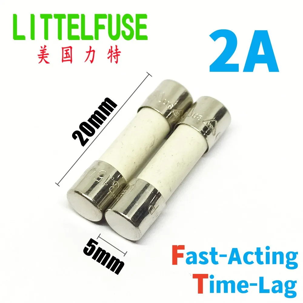 

10pcs 2A 250V Littelfuse 5x20mm Ceramic Fuse F2AH250VP Fast Acting 0216002.MXP，T2AH250VP Time Lag，Slow Blow Fuse 0215002.MXP