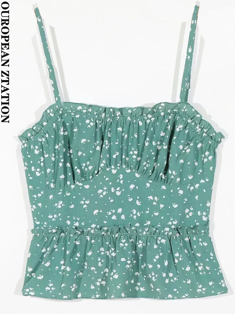 

Женская майка с цветочным принтом, открытой спиной и тонкими бретельками