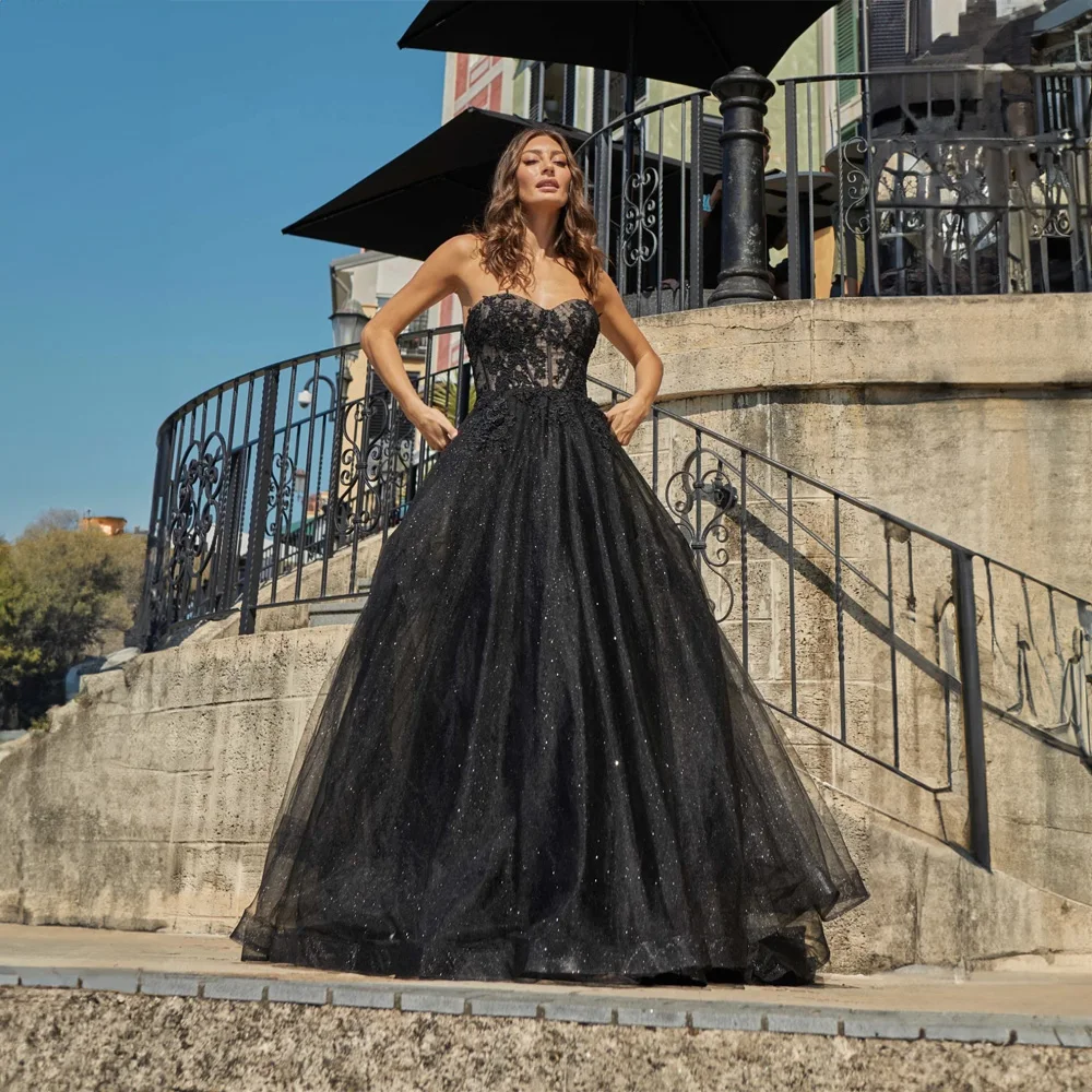 

Off the Shoulder Sweetheart Tulle Prom Dress for Women Lace Pleated A-line Court Shiniy Party Evening Gown فساتين مناسبة رسمية