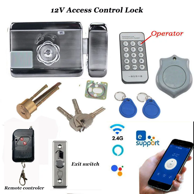 Intelligent Electric Lock Swing Door Lock With 433mhz Remote Controller