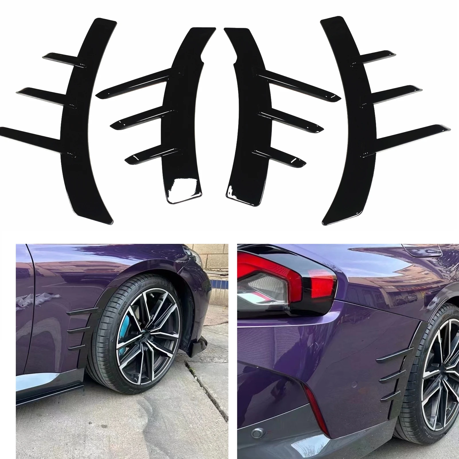 

Переднее и заднее колесо, накладки на крыло, блеск, черный брызговик, отделка для BMW 2 серии G42 M235i M240i 2022-2024 купе, 2 двери