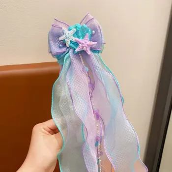 Toddler Girls mermaid Big Bow Hairpin Princess Bow Hair Clip for Girls Children Braided Yarn Hairpin Maiden Hair Accessory HP01 6