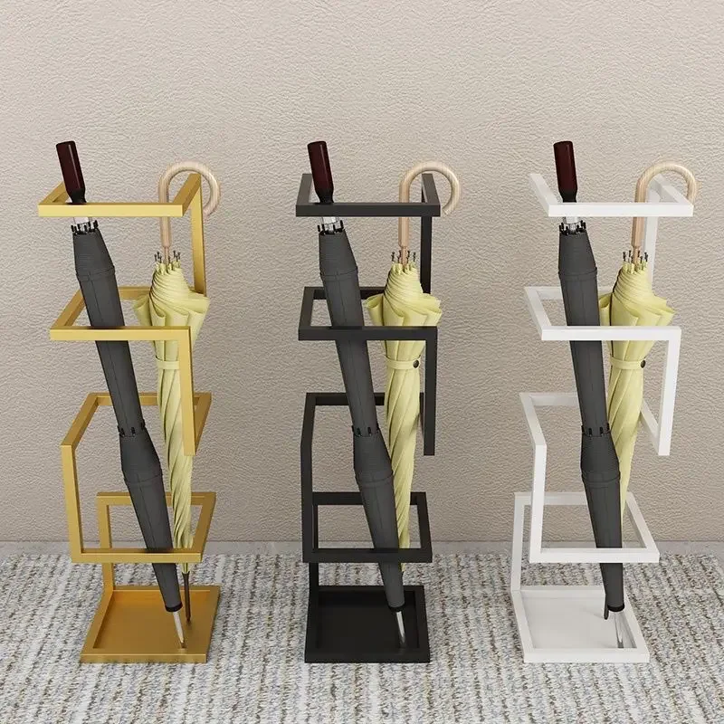 Simple Iron Umbrella Stand Geometric Parasol Holder High Temperature Paint Hollow Design Display Stand Elegant
