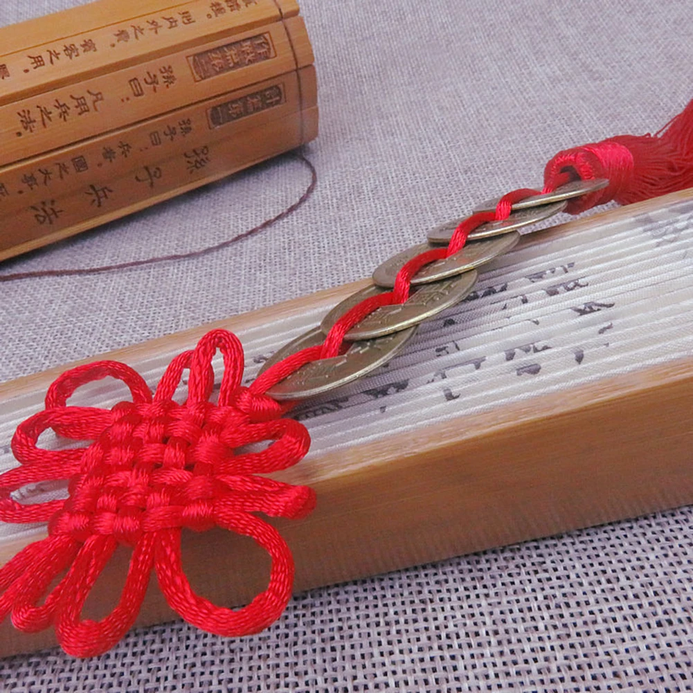 

1pc Chinese Knot Pendant Feng Tassels Fringe Shui Wealth Success Copper Coins Lucky Charm Healthy Bless Home Decorations