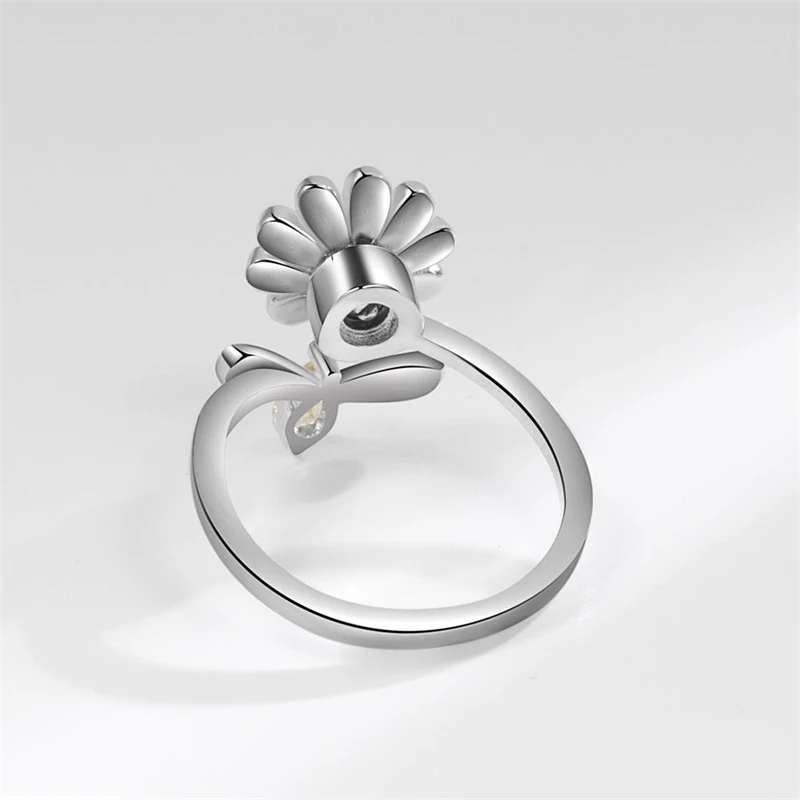WYEAIIR Cute Bee Flower Colorful Zircon Rotatable 925 Sterling Silver Resizable Opening Ring For Women Luxury Jewelry 5