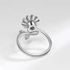 WYEAIIR Cute Bee Flower Colorful Zircon Rotatable 925 Sterling Silver Resizable Opening Ring For Women Luxury Jewelry 5