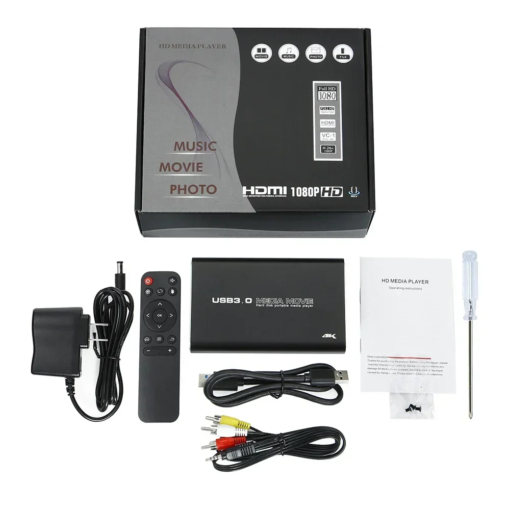 Full HD 1080P 4K for 2.5 SATA USB HDD SD Card MKV H.264 HDMI-Compatible AV Spdif Output Portable Multimedia Media Player S01