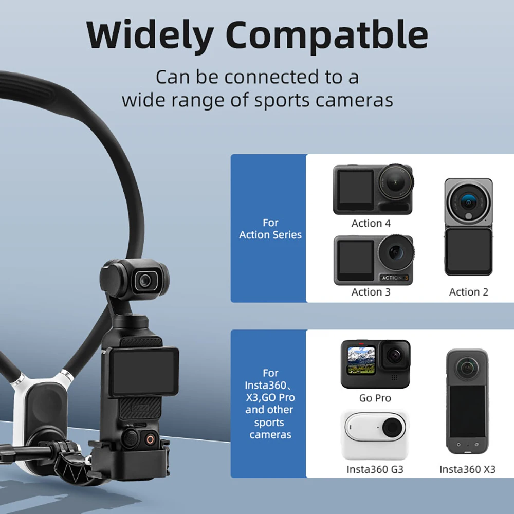 Action Camera Accessory BRDRC Neck Holder for DJI Action 5 Pro/Pocket 3/GoPro 13/Insta360 X3 Hanging Bracket POV VLGO