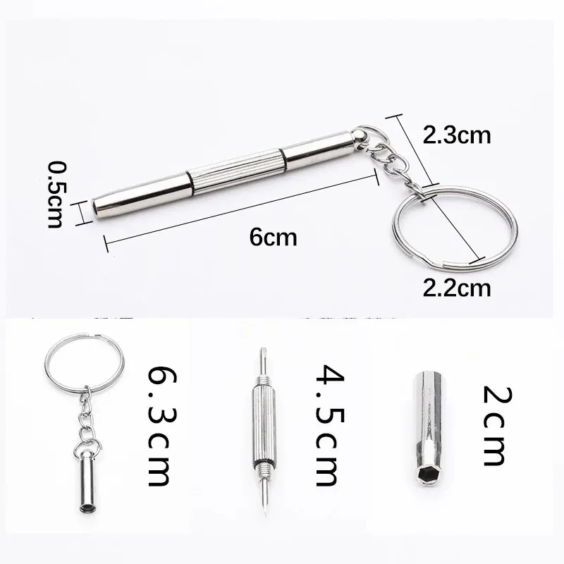 Steel Glasses Screwdriver Eyeglass Screwdriver Watch Repair Kit with Keychain Portable Hand Tools Precision Screwdriver Tools 3
