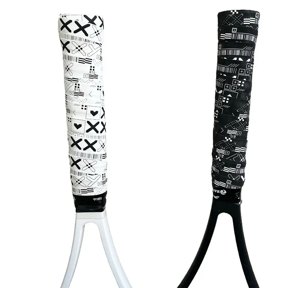 Durable Black White Badminton Racket Overgrips Printing Matte Tennis Racquet Sweatband Shock Absorption Self-adhesive Over Grips