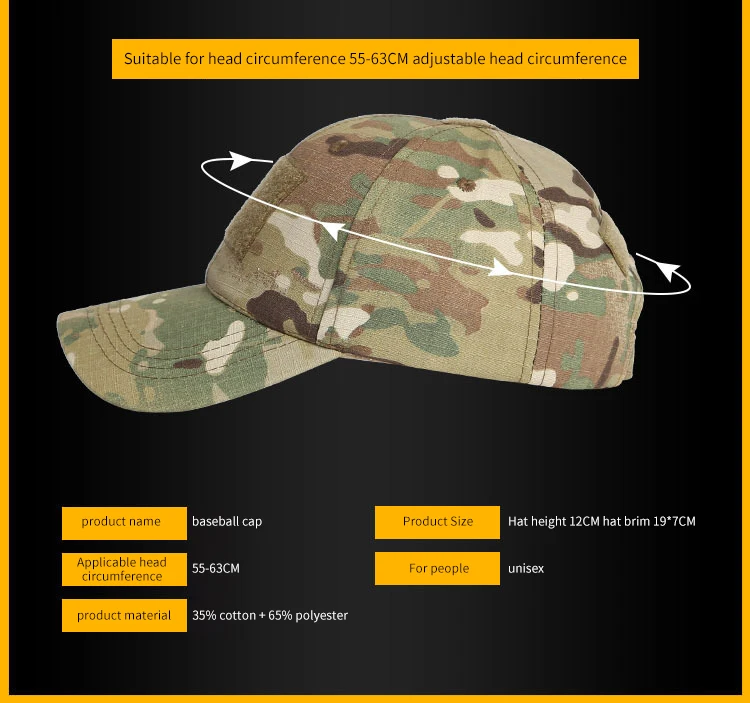 Erwachsene Kinder College-Student militärische Ausbildung Camo Hut Wind Staub Sonnenschutz Sonnenschutz Camo militärische Ausbildung Hut – Detail 3