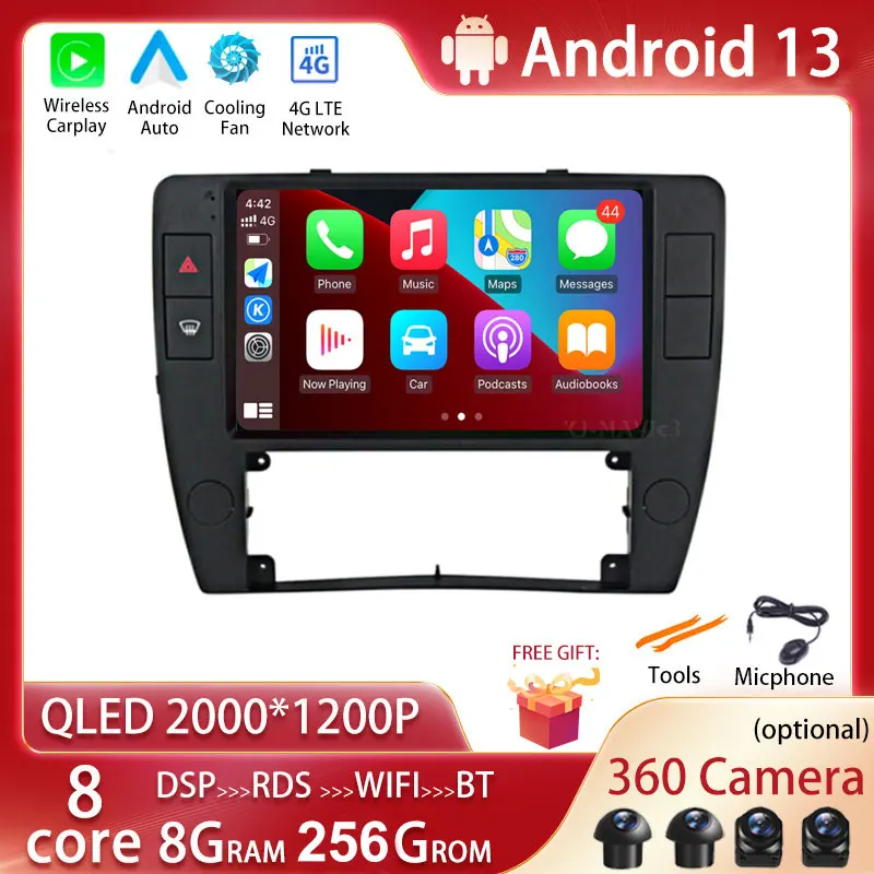 

Автомобильная Мультимедийная магнитола для VW Passat B5 360-2000 CarPlay 4G GPS RDS HD-рекордер NO 2 Din с камерой Android 13, 2005