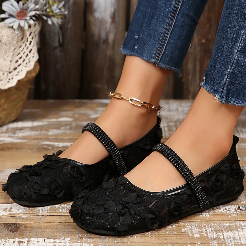 Woman Shoes Breathable Mesh Flat Shoes Women's Mary Jane Shoes White Flats Zapatos Mujer Elegant Casual Shoes Autumn Footwear
