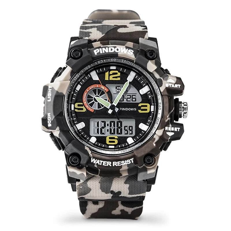 Military Tactical Watch Men Camouflage Dual Display Waterproof Sport Electronic Hand Clock Boy Diver Digital Wristwatches Male 10 colors wholesale battle dress uniform in stock camouflage multicam army military uiforms