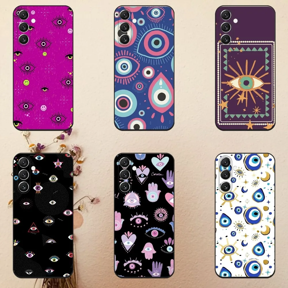 

Funny Lucky Blue Evil Eye Phone Case For Samsung Galaxy A13,A21s,A22,A31,A32,A52,A53,A71,A80,A91 Soft Black Cover