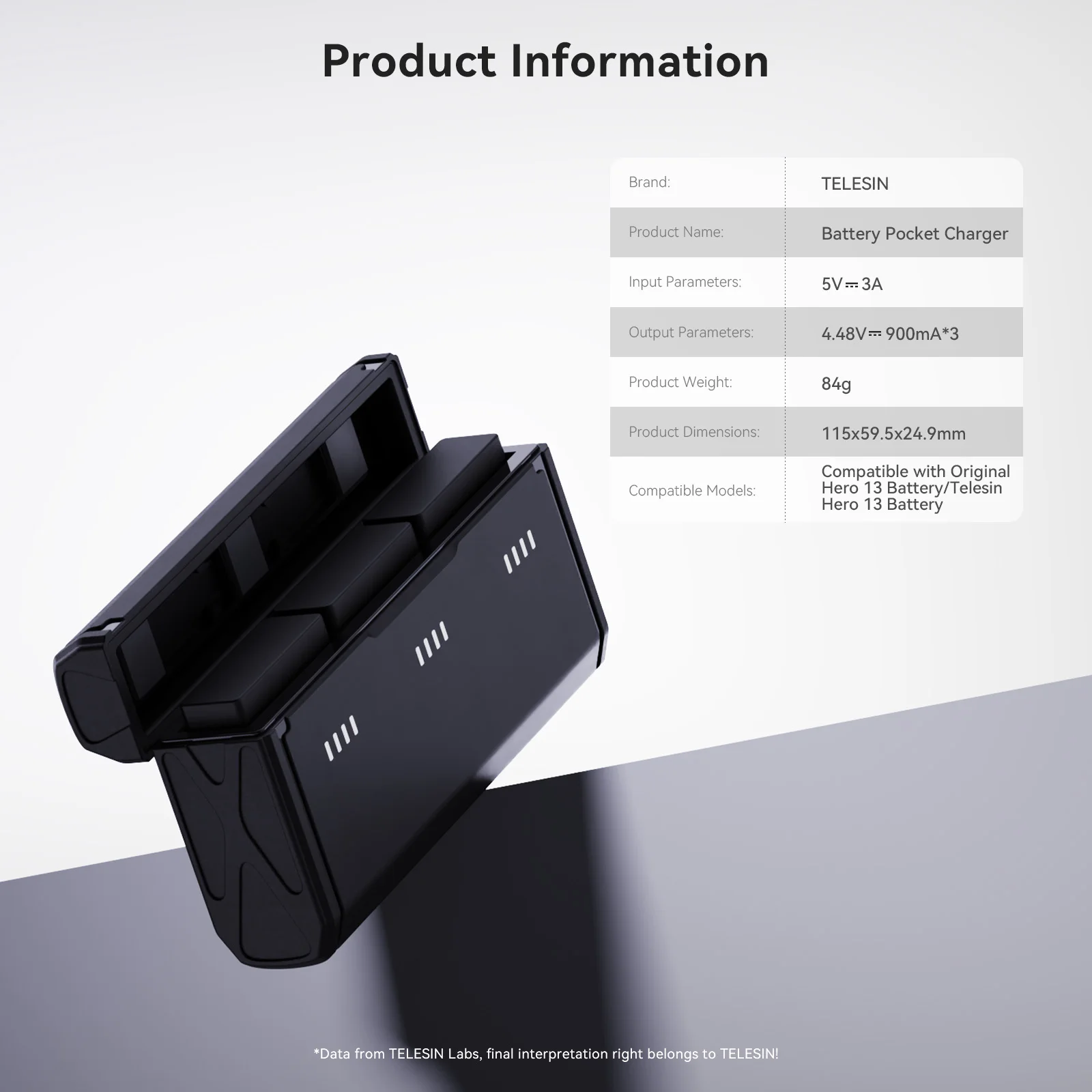 TELESIN Power Bank 10000mAh Per GoPro Hero 13 – Doppio Slot Ricarica Wireless E Caricatore Rapido Portatile