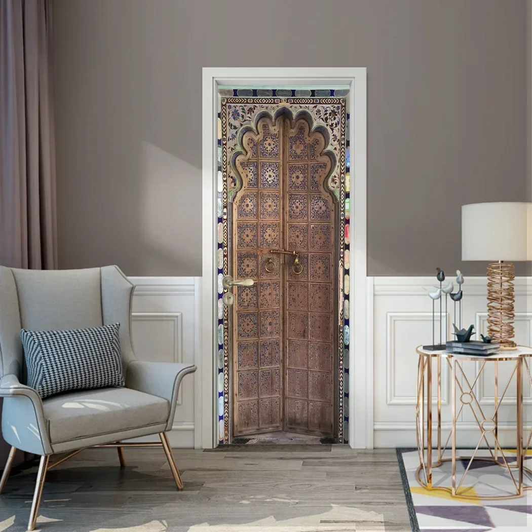 이동식 방수 침실 베란다 모조 아목시실린 유리 문짝 목재 스티커