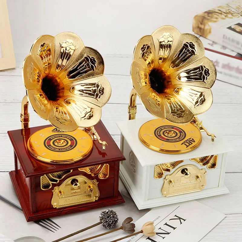 Vintage-Gramophone-Drawer-Music-Box-for-Home-Decoration-Wedding-Birthday-Gift-Figurine-Jewelry-Box-Hand-Carousel.jpg Vintage Gramofon Fiók Zenei Doboz Otthoni Dekorációhoz Esküvői Születésnapi Ajándék Figurák Ékszer Kézi Körhinta - Image 4