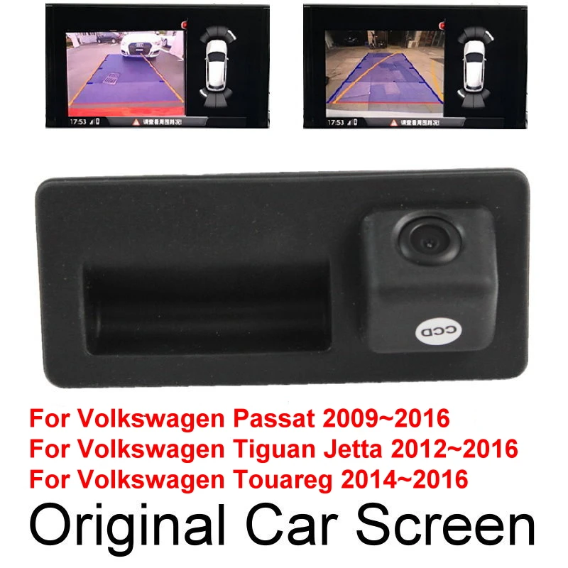 

Оригинальный Автомобильный экран для VW Passat Tiguan Touareg Jetta 09-16, модернизация динамической траектории, задняя парковочная камера заднего вида, ручка багажника