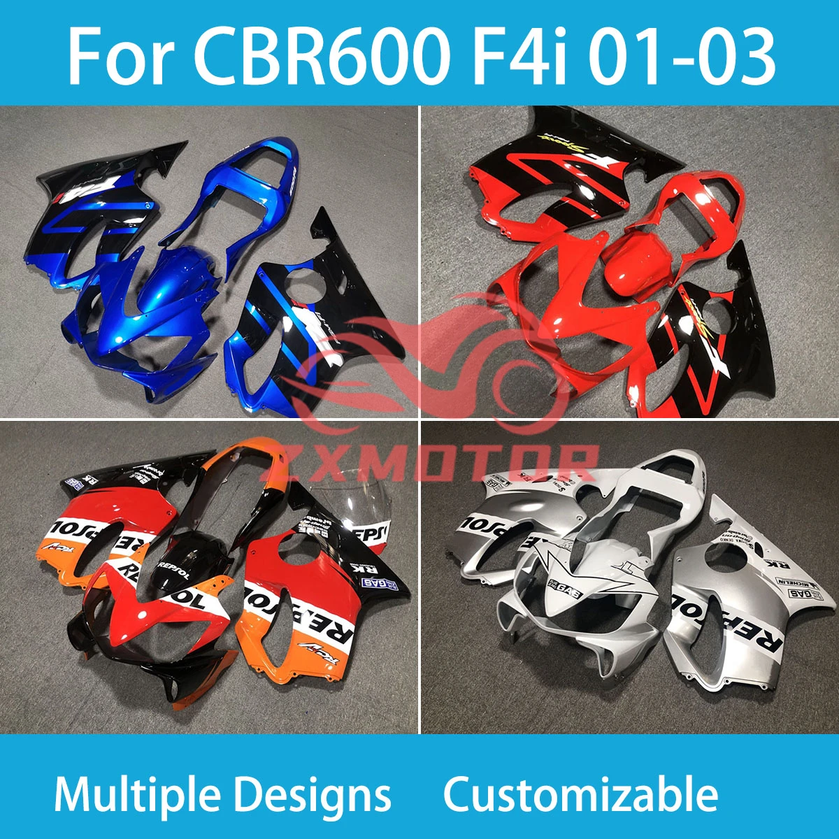 

Комплект обтекателей из АБС-пластика CBR600 F4i 2001 2002 2003, комплект обтекателей для панелей Honda CBR600F4i 01 02 03