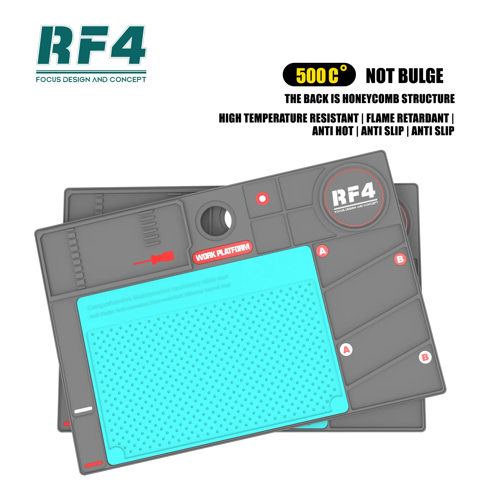 RF4 RF-PO2 다기능 현미경 유지보수 매트 범용 내열 휴대폰 수리 플랫폼 납땜 실리콘 매트