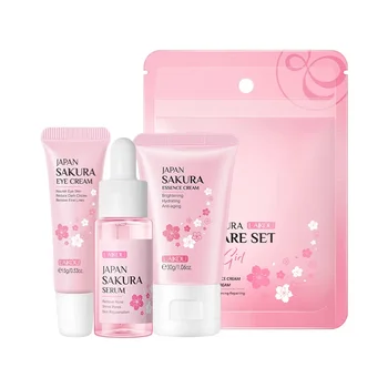 LAIKOU Sakura Hydrating Brightening Moisturizing Skin Care Serum Eye Cream Face Cream 3 Piece Set Skin Care Product - Thumbnail 5