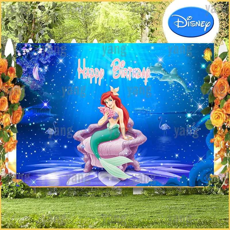 

Фон для фотосъемки с изображением маленькой Русалочки Ариэль принцессы девочек на день рождения