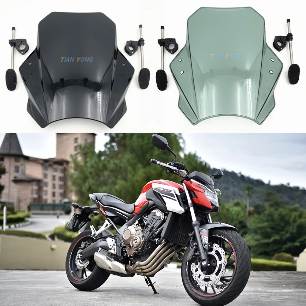 Motorcycle Windshield For Benelli Leoncino 500 - Polycarbonate Wind Deflector With Mounting Kit